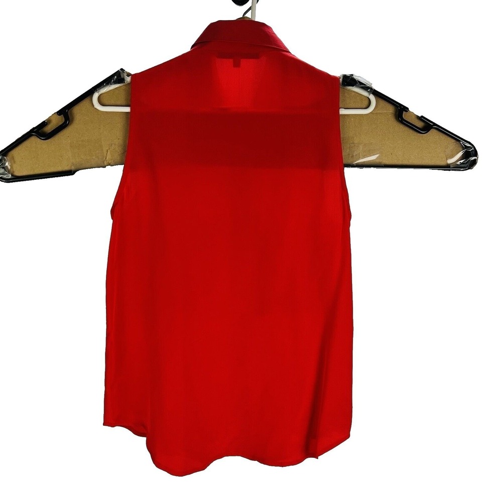 ANNIE GRIFFIN Red Silk Sleeveless Collared Button Down Womens Size XS‎ - Picture 2 of 5